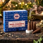 Incenso em Cone Nag Champa Azul da famosa marca Satya Sai Baba feito artesanalmente na India