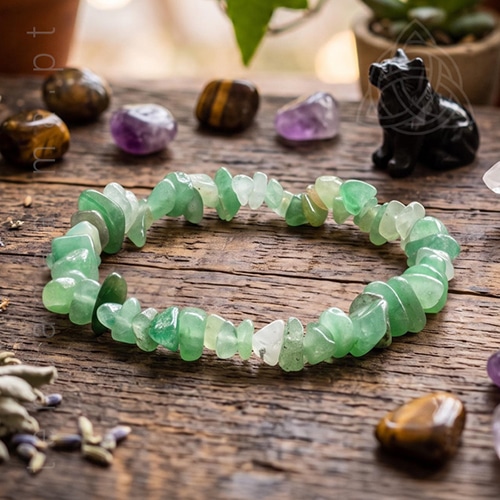 Pulseira de Aventurina Verde, Quartzo Verde, Apresentação Chip