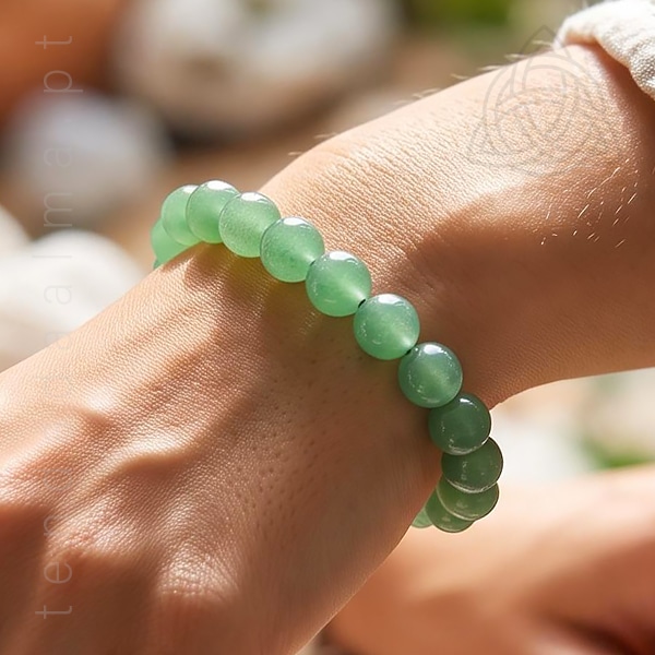Pulseira de Aventurina Verde, Quartzo Verde, Apresentação Esferas de 8mm