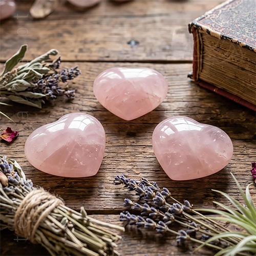 Coracao de Quartzo Rosa de peso 30 a 50 gramas, origem Brasil
