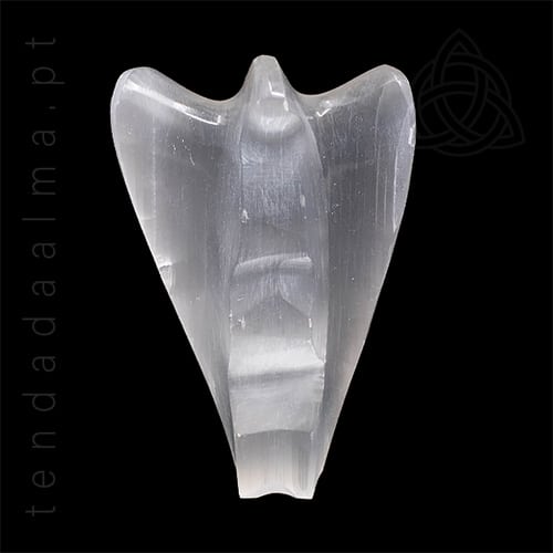 Anjo de Selenite Artesanal, Marrocos, 10 cm, 500px