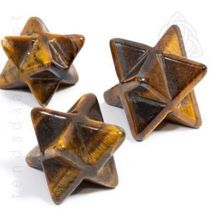 Merkaba esculpido em pedra Olho de Tigre