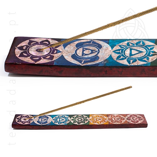 Incensario Base Redonda Pedra de Sabao IPS-624381 7 Chakras