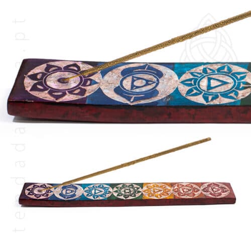 Incensario Base Redonda Pedra de Sabao IPS-624381 7 Chakras