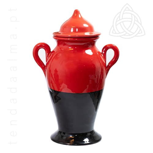 Quartinha tipo brasileira de pomba gira vermelha e preta com asas