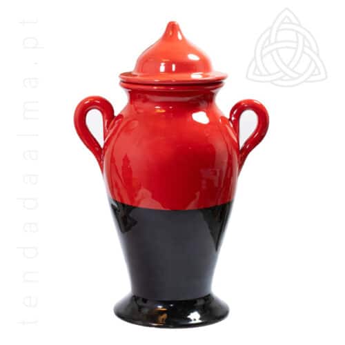 Quartinha tipo brasileira de pomba gira vermelha e preta com asas