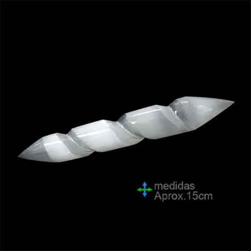 Bastão de Selenite Biterminado em Espiral com 15 cm 500px