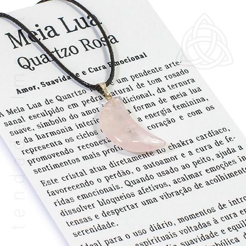 Fio com Meia Lua de Quartzo Rosa, Brasil, 20/25mm, 500px