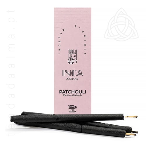 Incenso Inca Linha Alquimia de 4 Varetas, fabrico artesanal no Brasil, Patchouli, 500px
