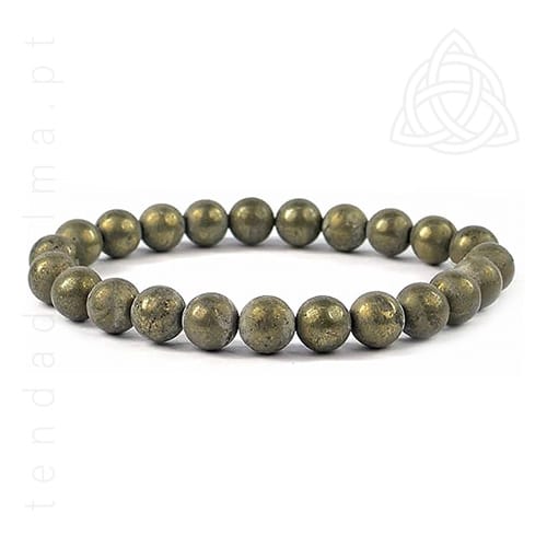 Pulseira de Pirite, Pirita, esferas de 8 mm, 500px