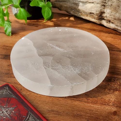 Base de Selenite Energizadora, Marrocos, Rechager Plate, Redonda, 12cm, 500px