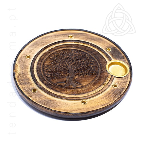Base de Madeira para Incensos com Arvore da Vida, 500px