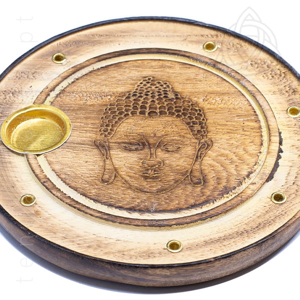 Base de Madeira para Incensos com Buda Thai, 600px