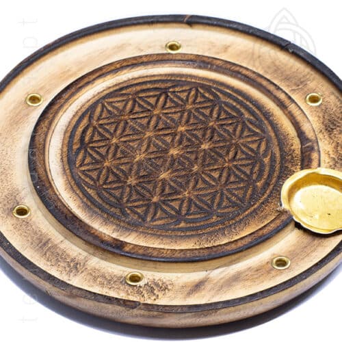 Base de Madeira para Incensos com Flor da Vida, 600px