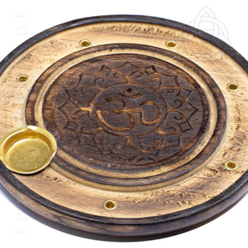 Base de Madeira para Incensos com Om, 600px