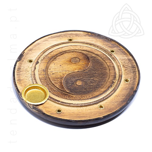 Base de Madeira para Incensos com Yin Yang, 500px