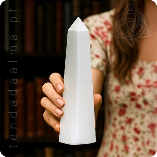 Grande Gerador de Selenite, Origem Marrocos, Quatro Faces, 20 cm, 500px