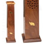 Incesario Torre em Madeira com Elefante em talha dourada, Origem Índia, Altura 30 cm, 500px