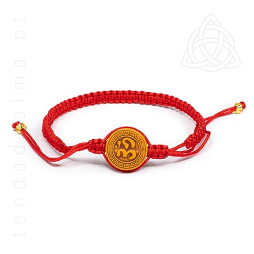 Pulseira de Nos Vermelha com simbolo OM, Fabrico artesanal na Venezuela, img1, 500px
