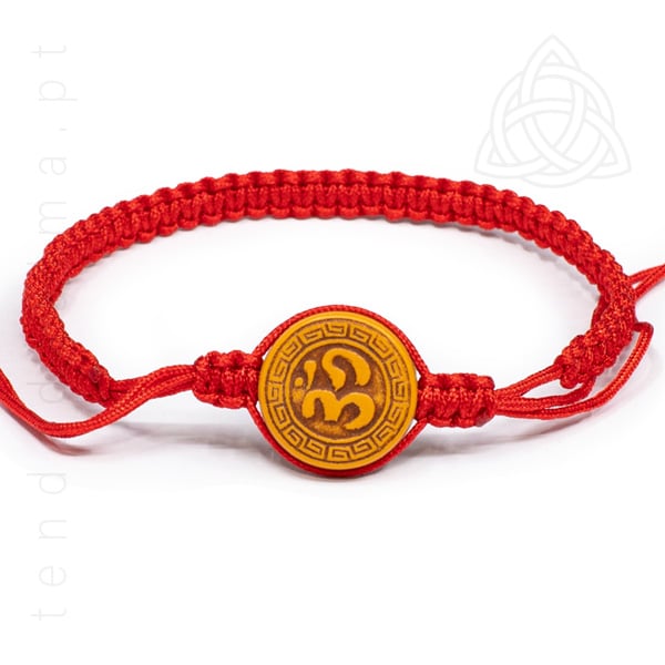 Pulseira de Nos Vermelha com simbolo OM, Fabrico artesanal na Venezuela, img3, 600px