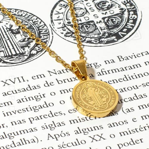 Fio com Medalha de Sao Bento em Aco Dourado, 12mm, 02-600px
