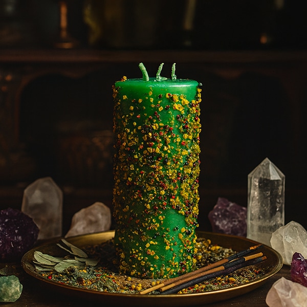 Poderoso Velao Abre Caminhos com 3 Pavios, Velão de Ervas, Velão de Ritual, Composicao, 600px