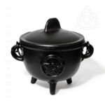 Caldeirao de Ferro Fundido pequeno, tamanho 110 X 130mm, preto com pentagrama, 500px