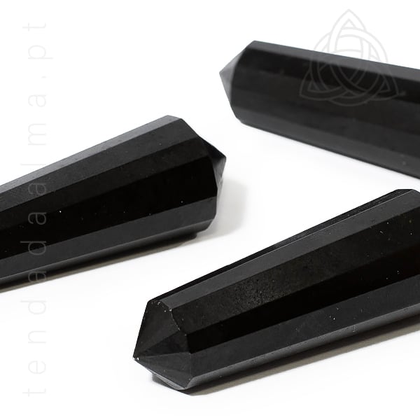 Canalizador biterminado de turmalina negra. peso 20/30 gramas, 600px