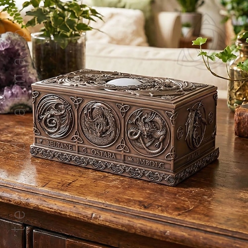 Baú Dragões e Sabbats para guardar objetos de culto tais como baralhos de tarot, etc. Nemesis Now B6468X3, 500px