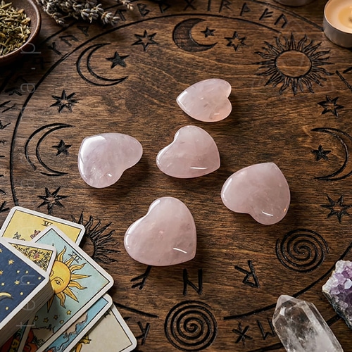 Coração de Quartzo Rosa pequeno com 20mm, 500px