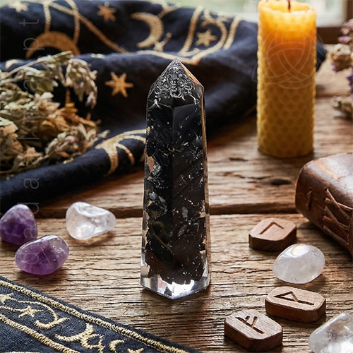 Transmutador Energético de Orgonite com Turmalina Negra, Calalizador energético, gerador de energia, 12cm, 500px