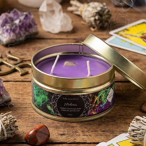 Velas Minerais 7 Sete Poderes com Jaspe