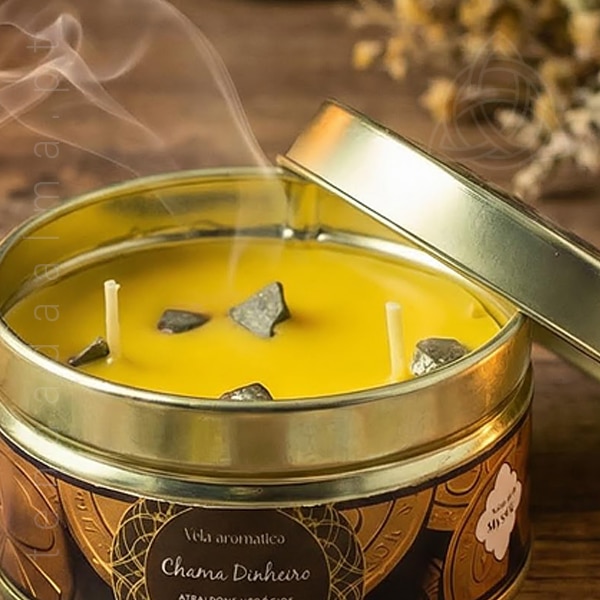 Velas Minerais Chama Dinheiro com Pirite