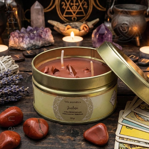 Velas Minerais Justica com Jaspe Vermelho