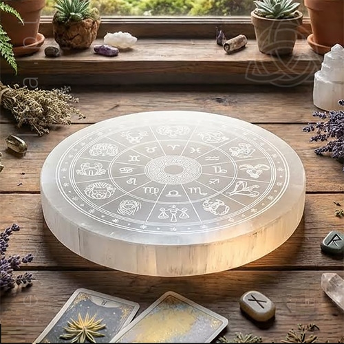 Base de Selenite Roda da Vida, Roda Zodiacal, Zodiaco, img4, 500px