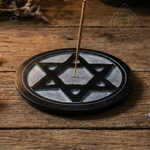 Incensario Redondo em Pedra de Sabão com Estrela de Seis Pontas, Estrela de David, img2, 600px