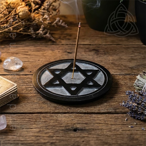 Incensario Redondo em Pedra de Sabão com Estrela de Seis Pontas, Estrela de David, 500px