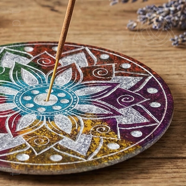 Incensario Redondo em Pedra de Sabão com Flor de Lótus alusiva aos sete chakras, img2, 600px