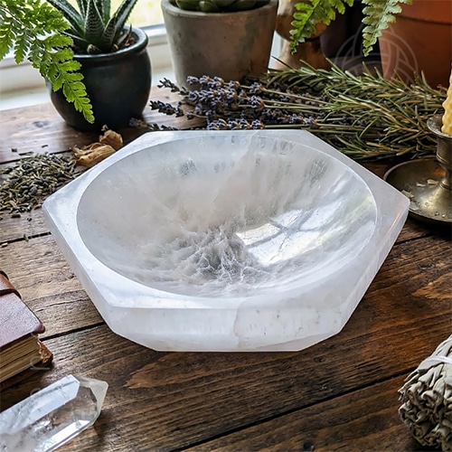 Taça de Selenite Hexagonal, Selenite Bowl, 15cm, 500px