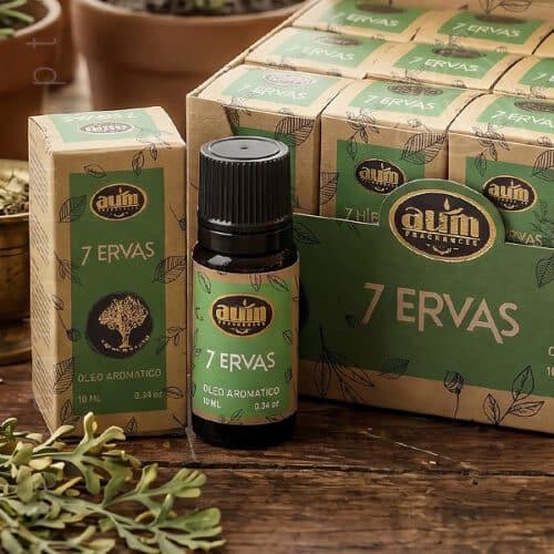 Oleo aromatico 7 Ervas da linha organcia da AUM Fragrance. Também conhecido como Essencia aromatica. Produto natural feito na Índia.