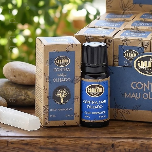 Oleo aromatico Contra Mau-Olhado da linha organica da AUM Fragrance. Também conhecido como Essencia aromatica. Produto natural feito na Índia.