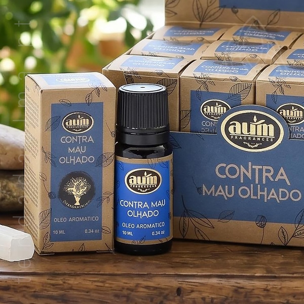 Oleo aromatico Contra Mau-Olhado da linha organcia da AUM Fragrance. Também conhecido como Essencia aromatica. Produto natural feito na Índia.