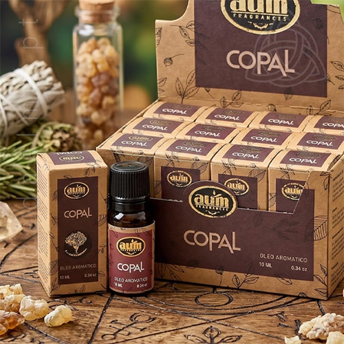 Oleo aromatico de Copal da linha organcia da AUM Fragrance. Também conhecido como Essencia aromatica. Produto natural feito na Índia.