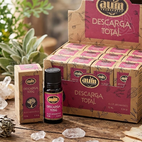 Oleo aromatico Descarga Total da linha organcia da AUM Fragrance. Também conhecido como Essencia aromatica. Produto natural feito na Índia.