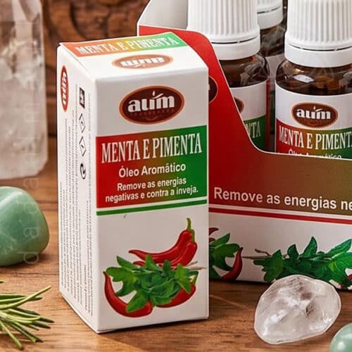 Oleo aromatico Menta e Pimenta da linha standard da AUM Fragrance. Também conhecido como Essencia aromatica. Produto feito na Índia.