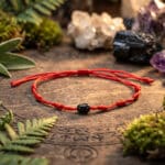 Pulseira vermelha dos 7 nos com turmalina negra feita à mão, artesanal