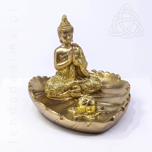 Porta Incenso Dourado de Buda