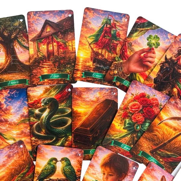 Baralho Cigano Os Caminhos da Cigana Esmeralda, 36 cartas com livreto, Origem Brasil