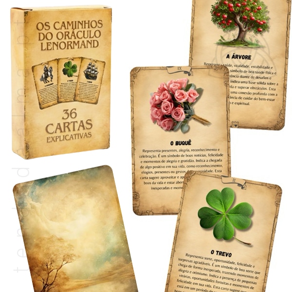 Cartas de oráculo Lenormand com cartas explicativas, origem brasil