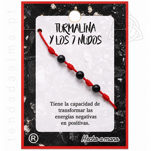 Pulseira dos 7 Nos com três esferas de 4mm de turmalina negra